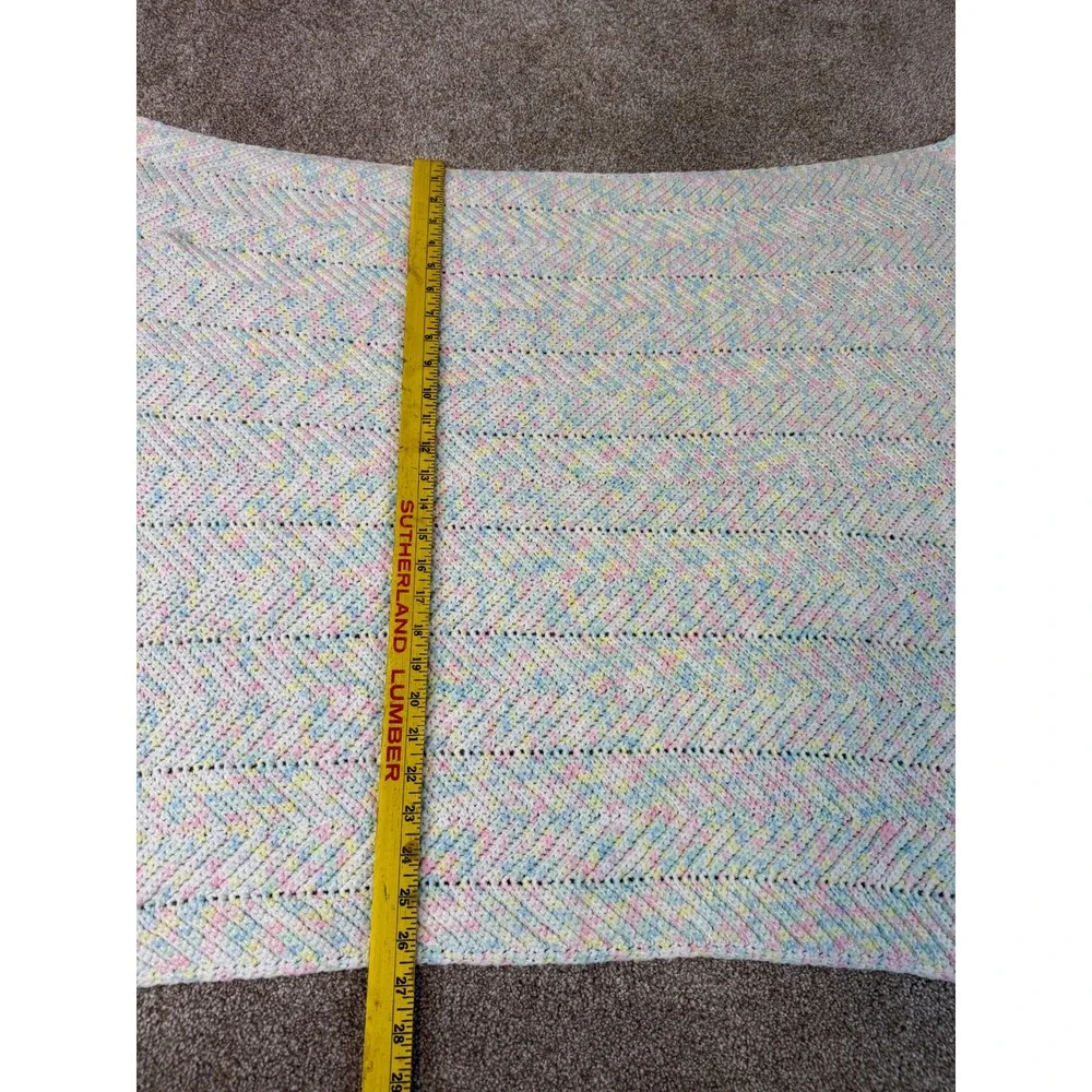 Handmade Crochet Baby Blanket Pastel Multicolor Chevron Ripple Zig Zag 35x28